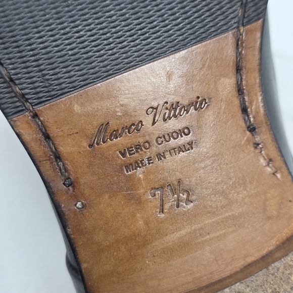 Marco Vittorio Plain-Toe Dress Shoe Men Sz 7.5 Black Lace Made In Italy Preowned Marco Vittorio Plain-Toe Dress Shoe Men Sz 7.5 Black Lace  main image 4
